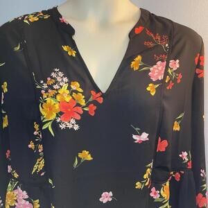 OLD NAVY Black Floral Boho Top Tunic Sz XXL Tall NWT